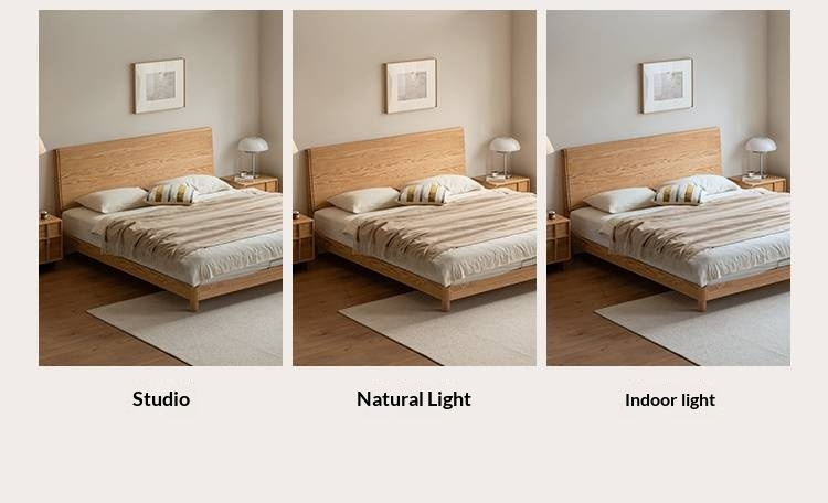 Oak Solid Wood Bed Modern Minimalist Large Bed