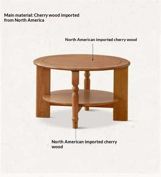 Cherry Solid Wood Coffee Table with French Retro Design