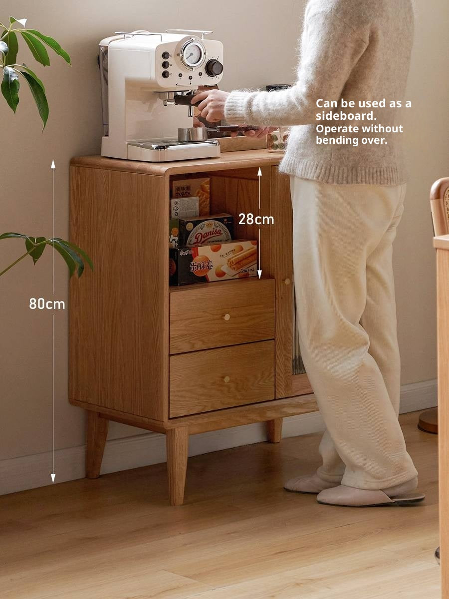 Oak, Beech Solid Wood, Solid Rubberwood Side Cabinet Nordic Style
