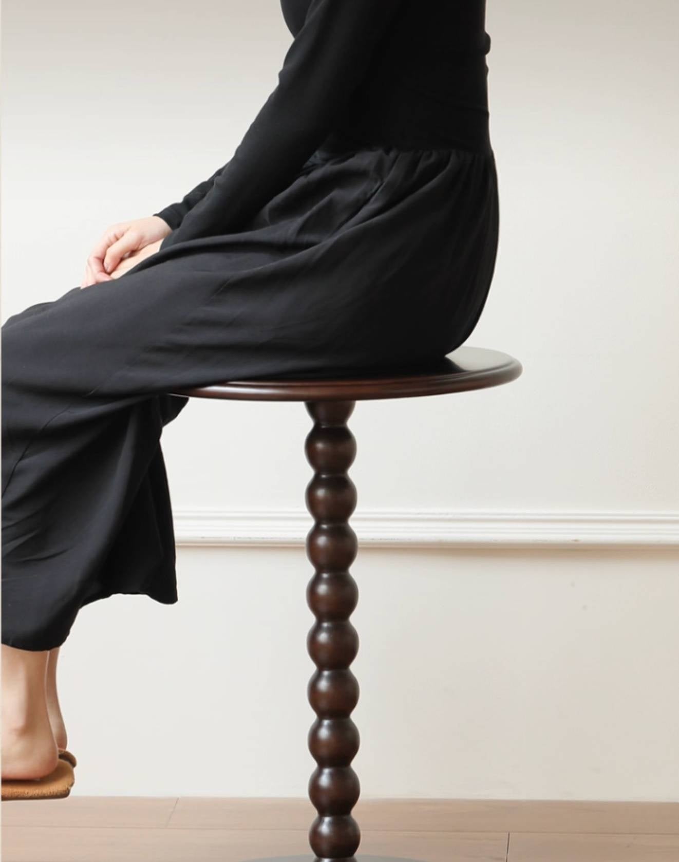 Black Walnut, Poplar, Solid Rubberwood American Retro Side Table.