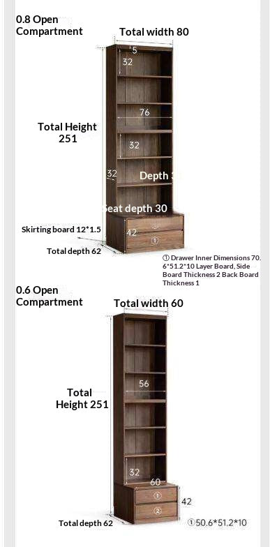 Black Walnut, Sandalwood Solid Wood Light Luxury Combined Bookshelf With Seat