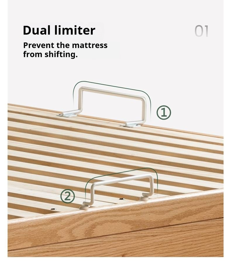 Oak Solid Wood Genuine Leather,  Eco-leather Box Bed