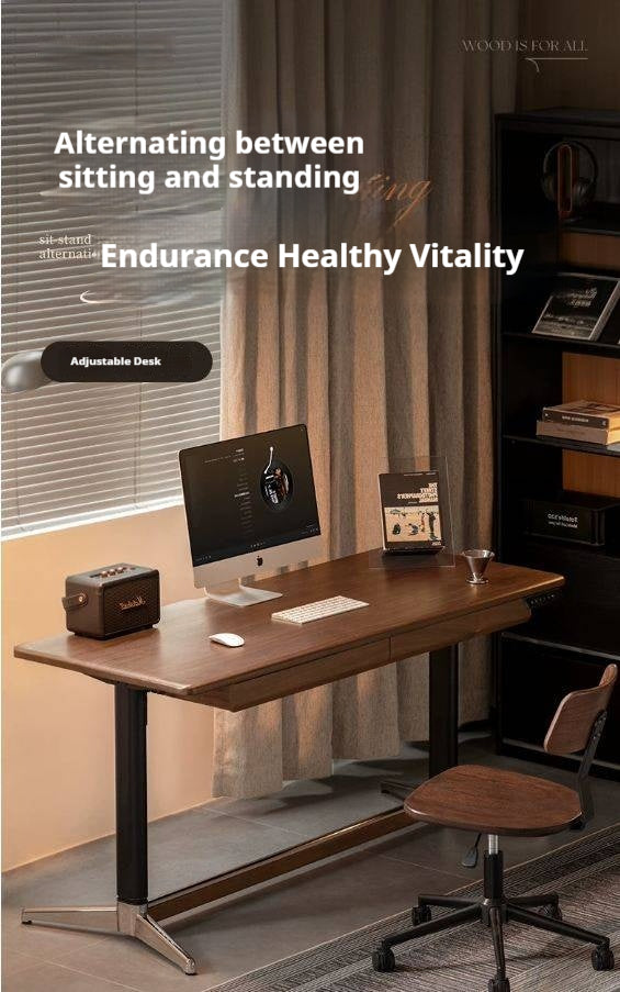 Black Walnut, Oak Solid Wood Lift-Top Office Desk