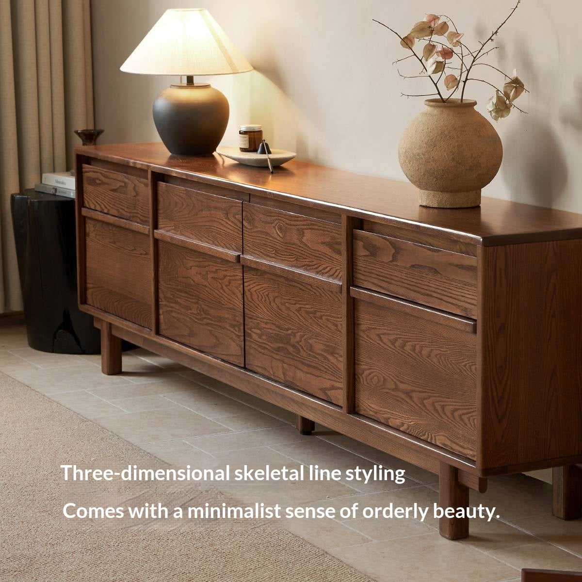 Ash Solid Wood Wabi-sabi Style TV Cabinet