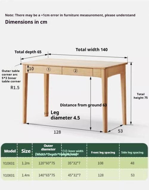 Oak Solid Wood Desk With Drawer