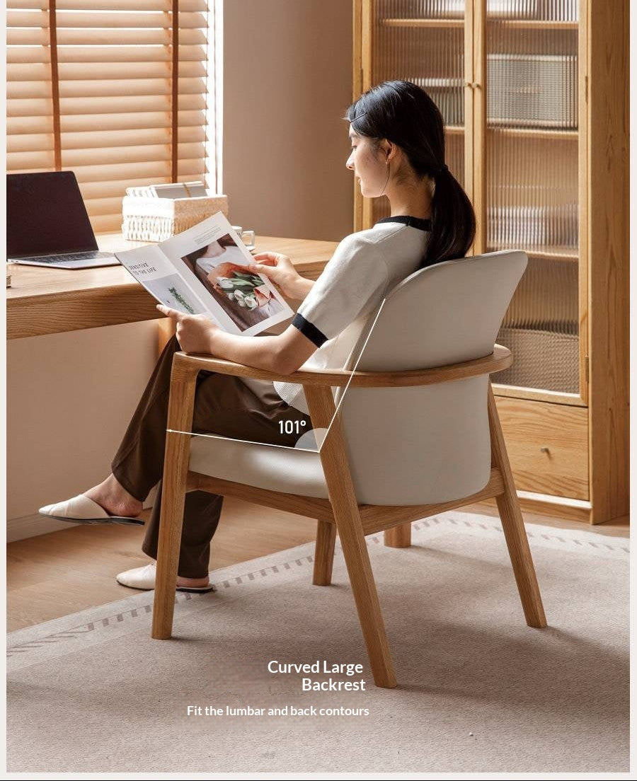 Ash, Oak Solid Wood Exposed Frame Upholstered Armchair