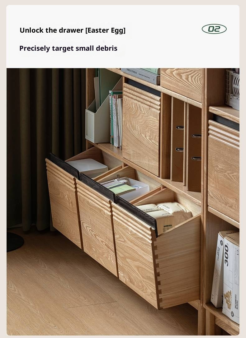 Ash Solid Wood Modern Grid Bookcase