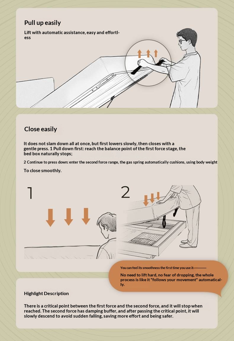 Cherry Solid Wood Modern Minimalist Storage Box Bed with Suspension Design