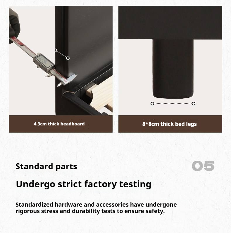 Rubberwood Solid Wood Bed — Modern Minimalist Large Slab Black Floating Bed