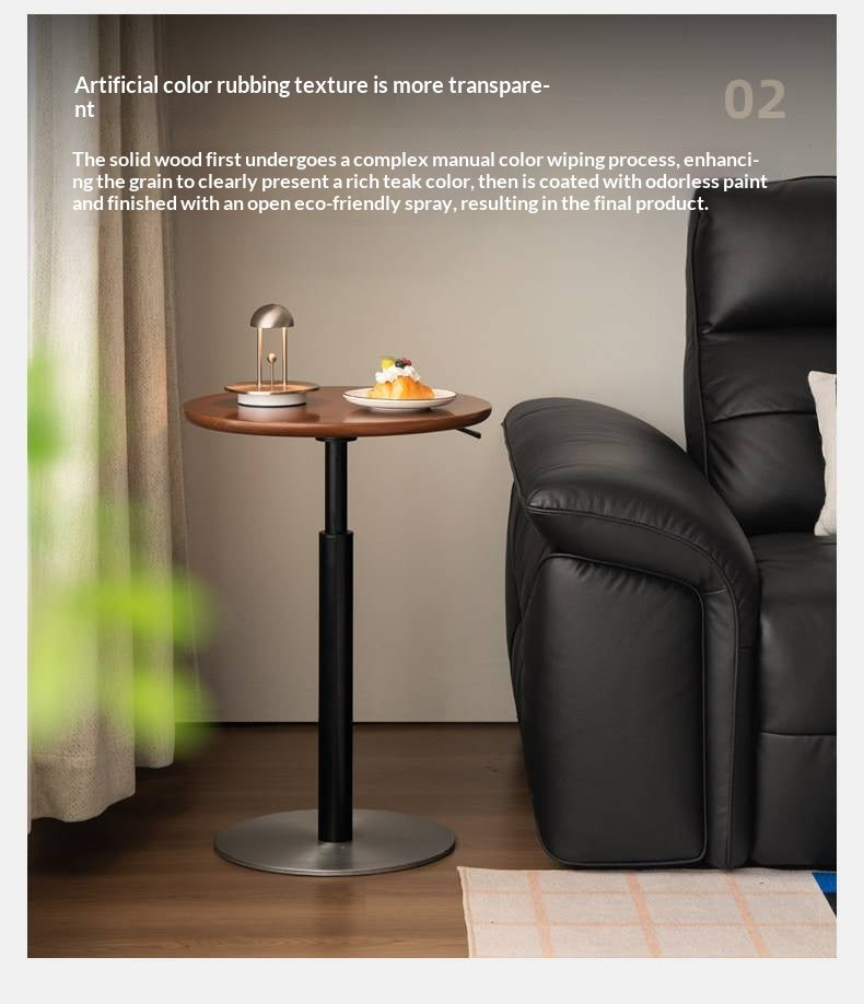 Poplar Solid Wood Vintage Style Adjustable Side Table