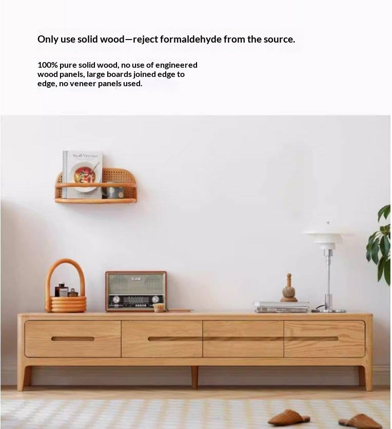 Oak Solid Wood Four-drawer TV Stand.