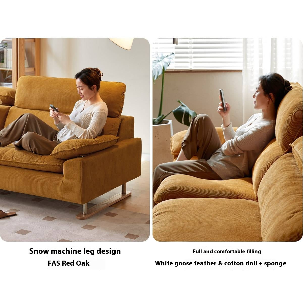 High-Back Corduroy Fabric Sofa with Removable Cover