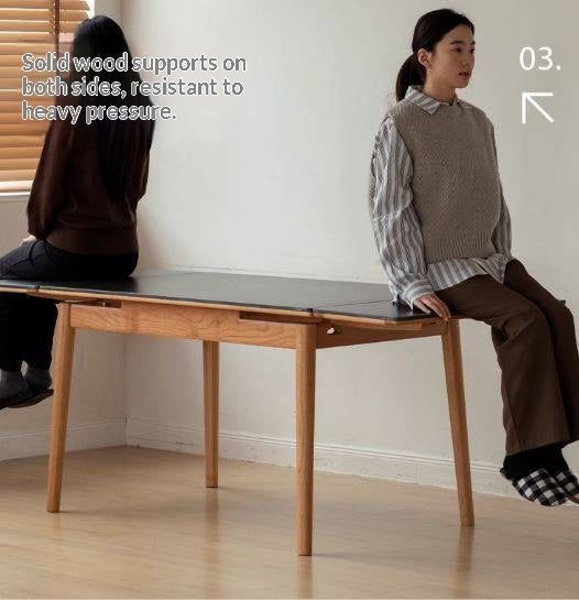 Cherry Solid Wood Extendable Slab Dining Table