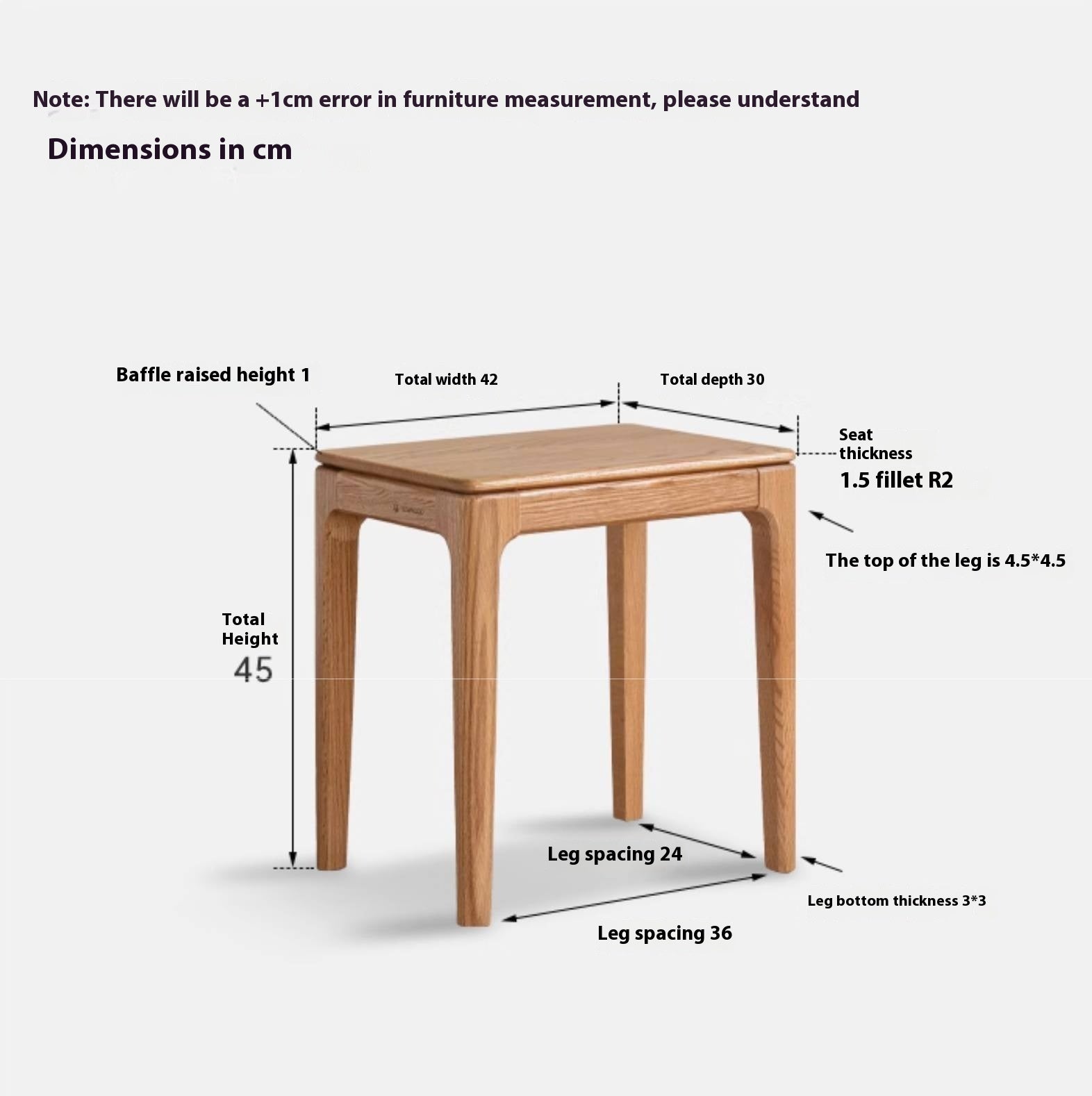 Oak, Ash Solid Wood Modern Style Stool