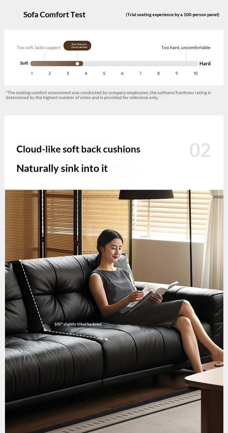 Genuine Leather Biscuit Tufted Sofa with Track Arms