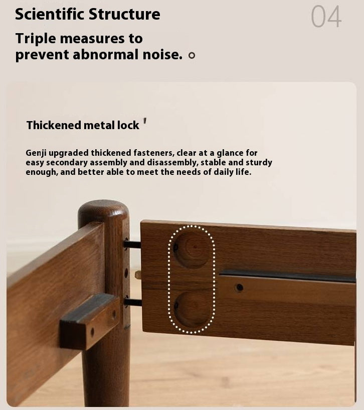 Oak Solid Wood Rattan Bed