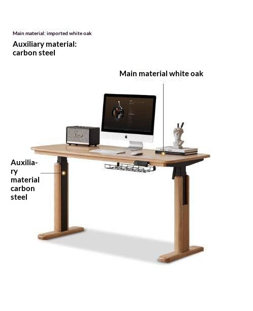 Oak Solid Wood Electric Lift Office Desk