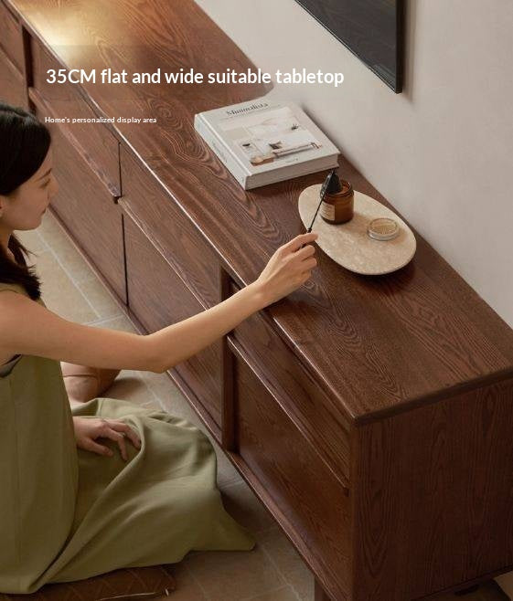 Ash Solid Wood Wabi-sabi Style TV Cabinet