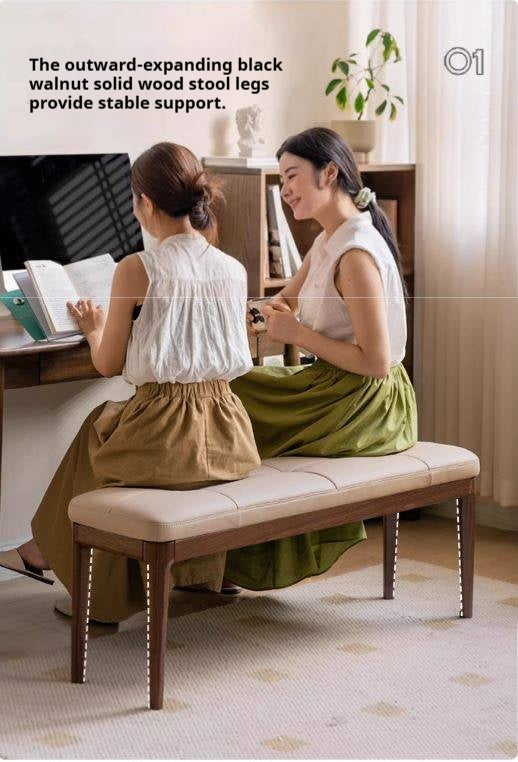 Black Walnut Solid Wood Long Bar Soft Bench