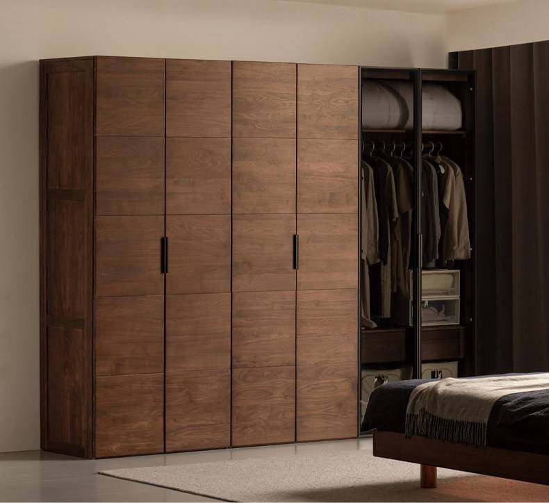 Black Walnut Solid Wood Wardrobe Combination Storage Cabinet