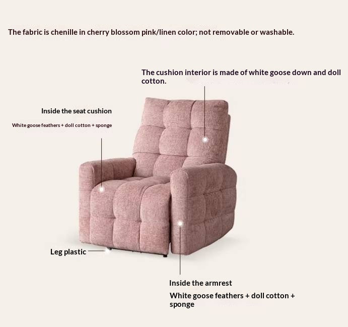 French Modern Recliner Accent Chair in Fabric