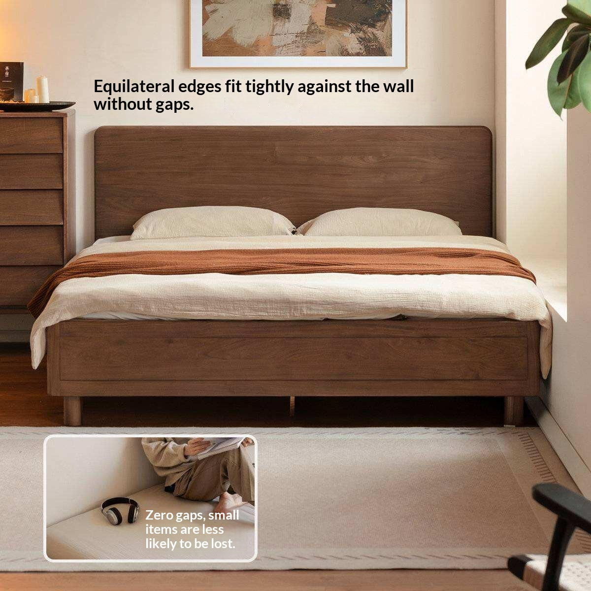 Black Walnut Solid Wood Italian Luxury Storage Bed