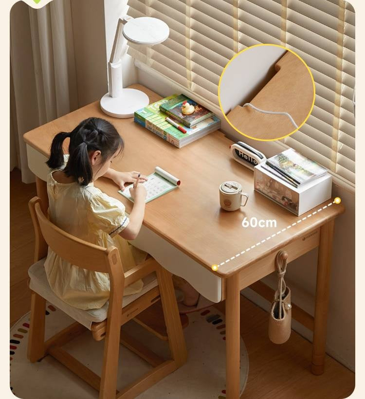 Beech Solid Wood Children's Desk Adjustable Writing Desk
