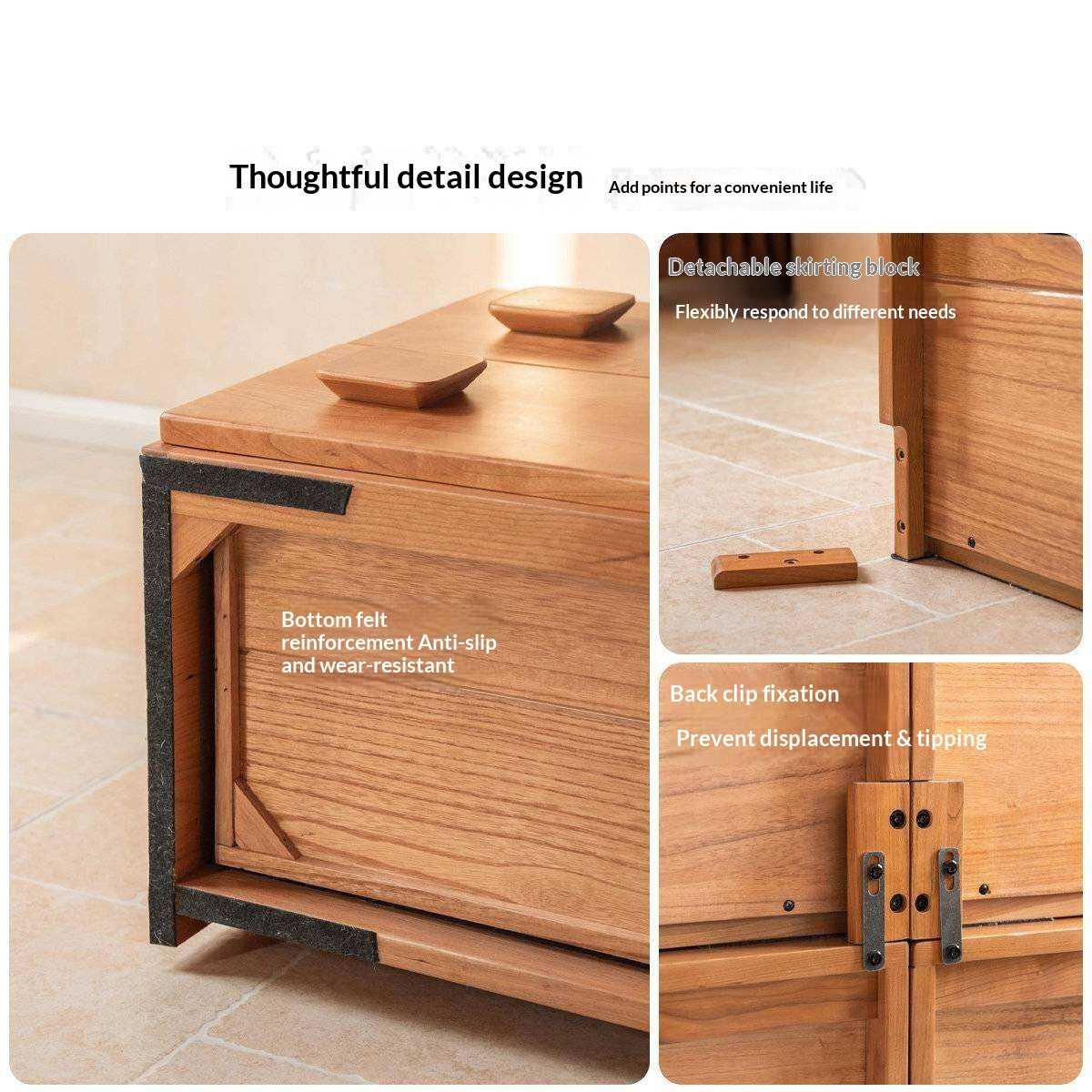 Cherry Solid Wood TV Stand with Multi-Functional Storage Modules