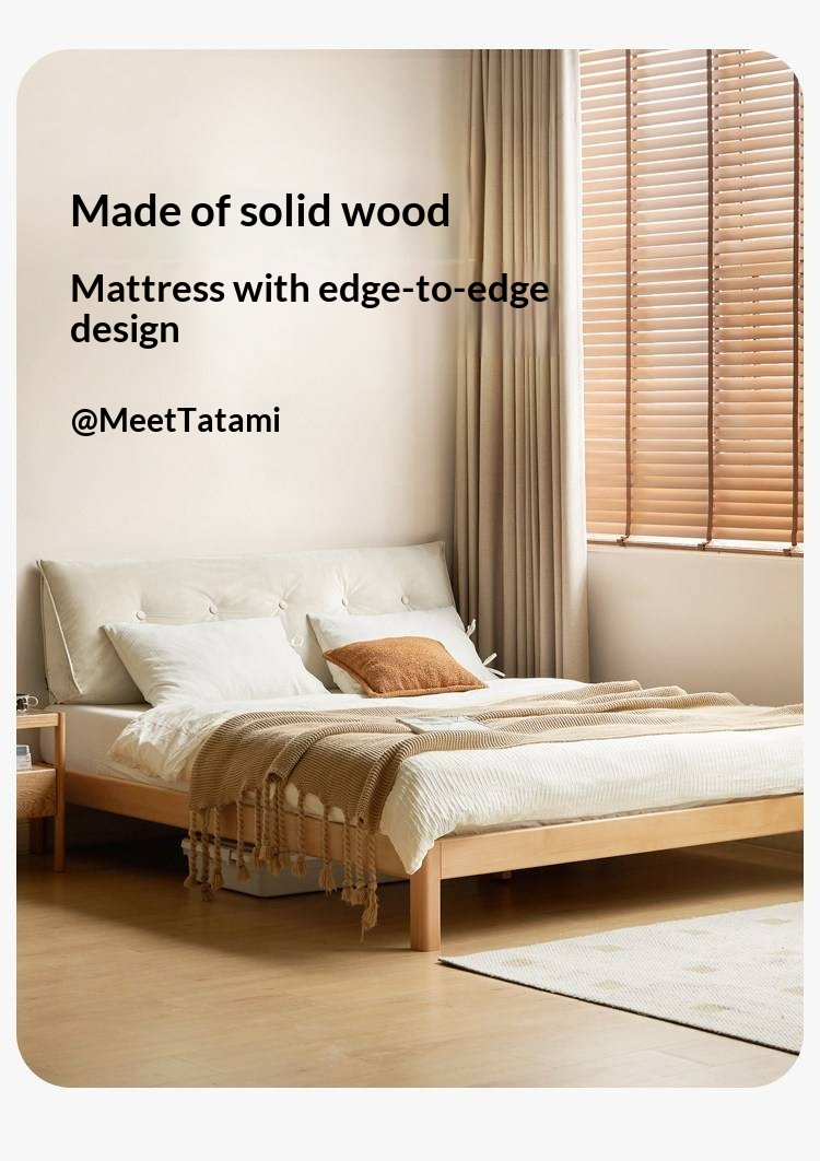 European Beech Solid Wood Platform Bed — Headboard-Free, Simple Design