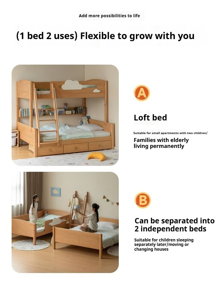 Beech Solid Wood Children's Bunk Bed