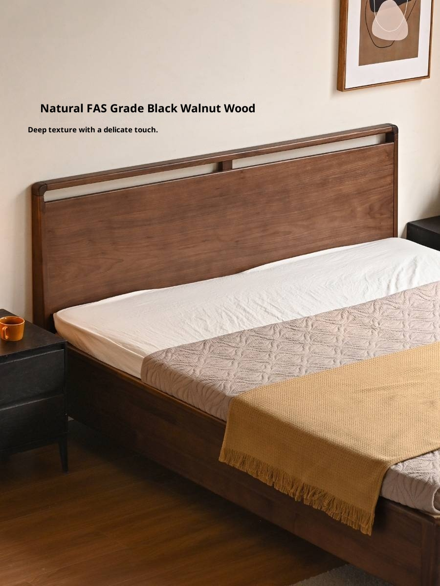 Black Walnut Solid Wood Light Luxury Box Bed
