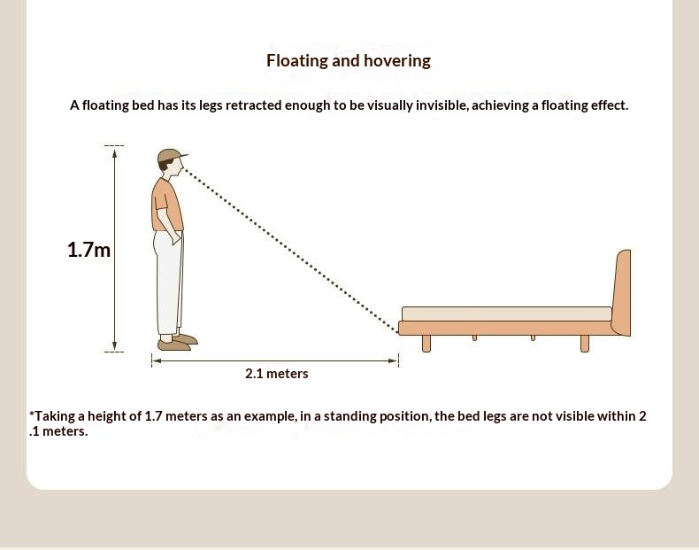 Oak Solid Wood Bed — Modern Minimalist, Genuine Leather Upholstered, Floating Design with Light