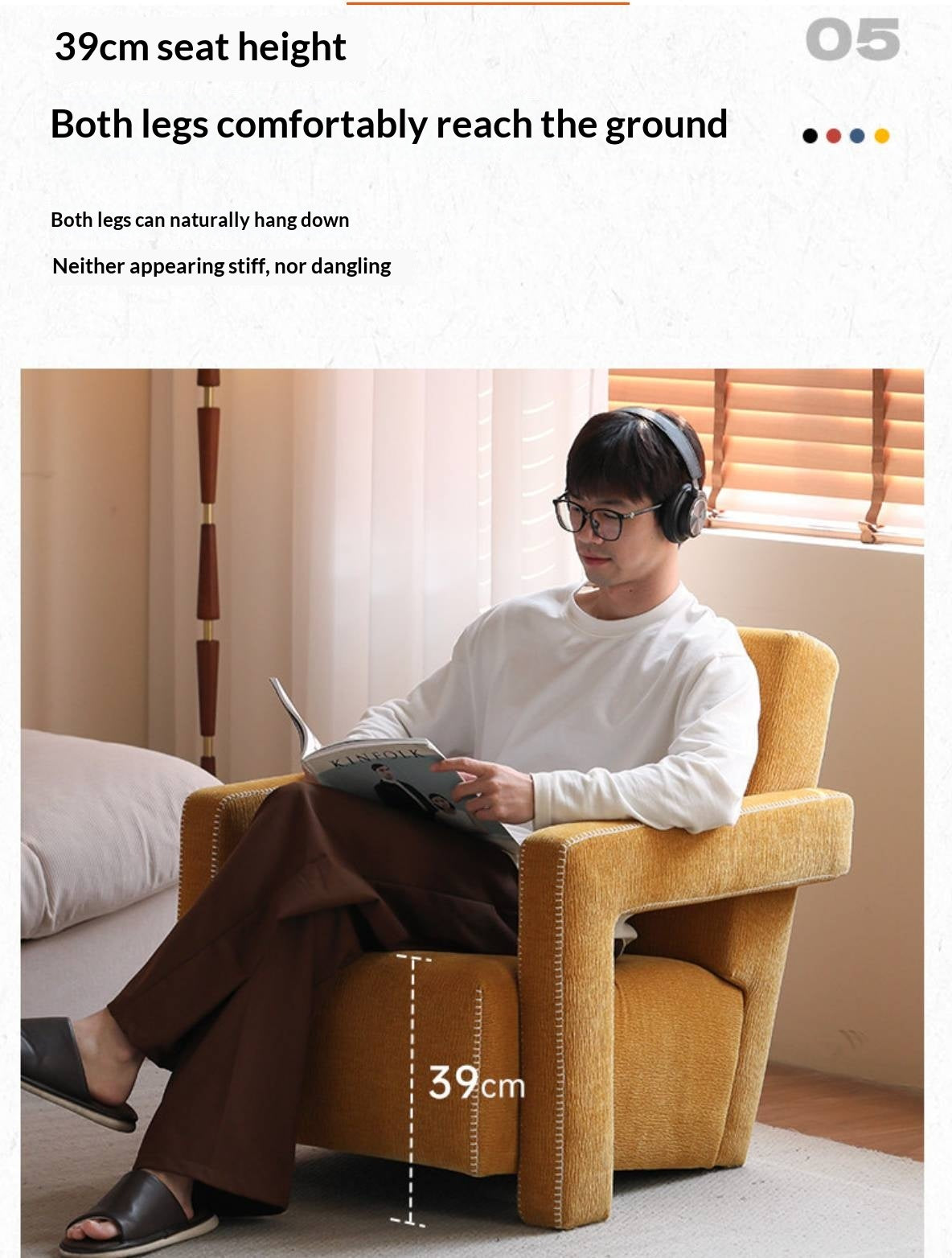 Italian-Inspired Sculptural Design Accent Chair, Modern Fabric Armchair