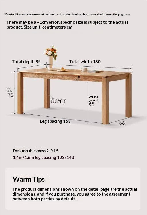 Oak Solid Wood Modern Minimalist Long Dining Table