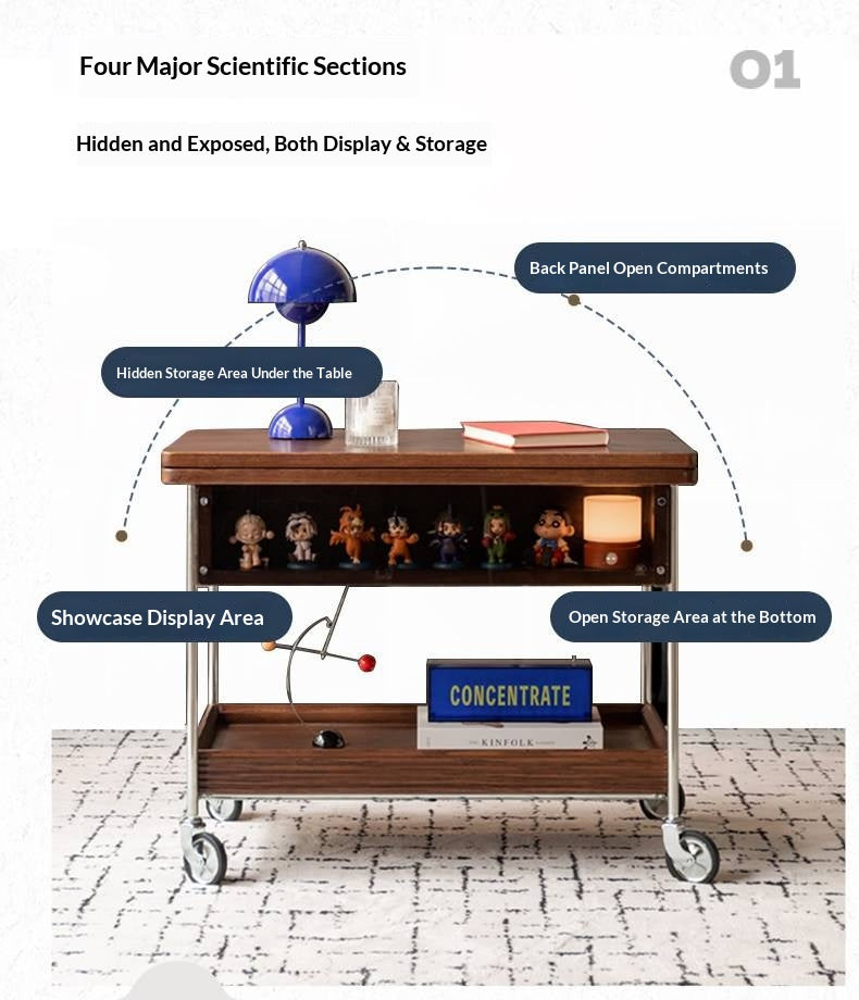 Oak Solid Wood Folding Coffee Table with Minimalist Design