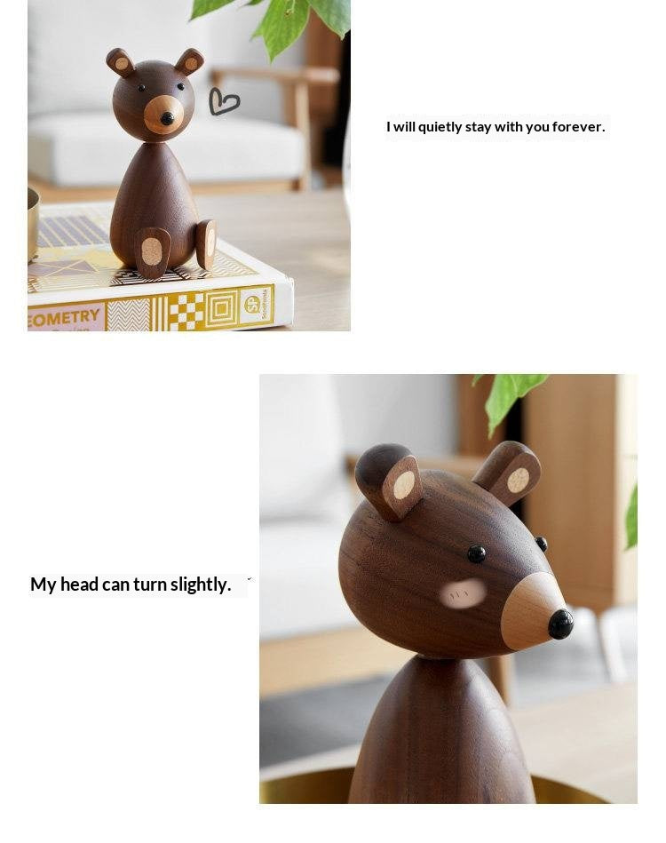 Black Walnut Solid Wood Nordic Style Animal Figurines for Wall Hanging