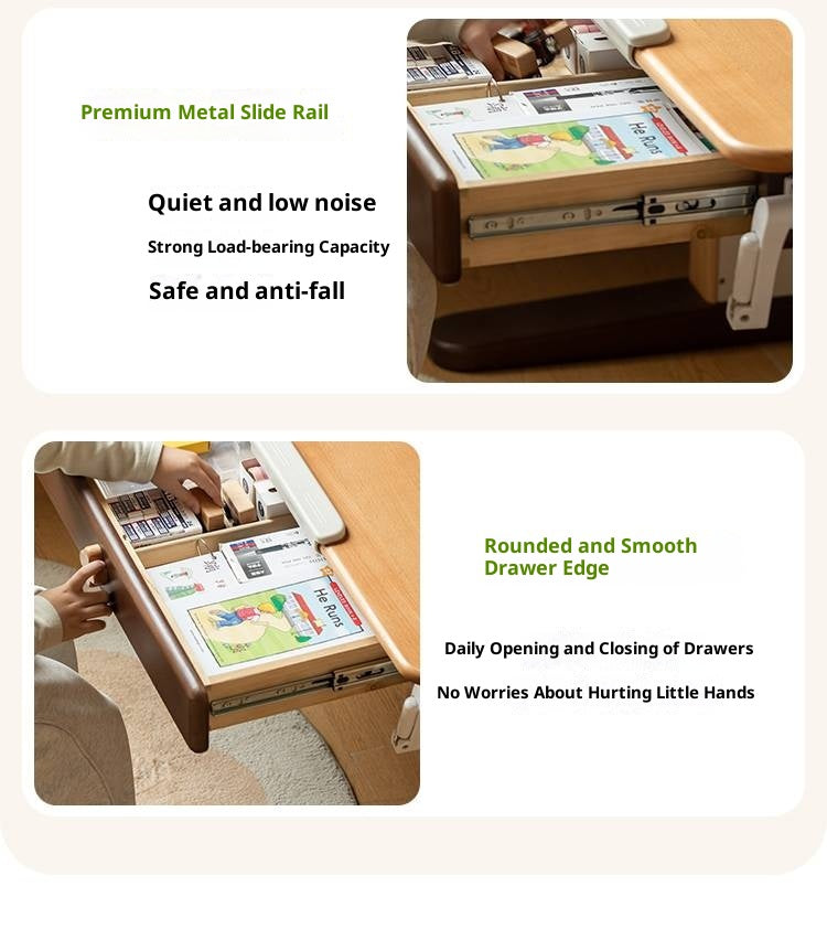 Beech Solid Wood Adjustable Height-Adjustable Study Desk