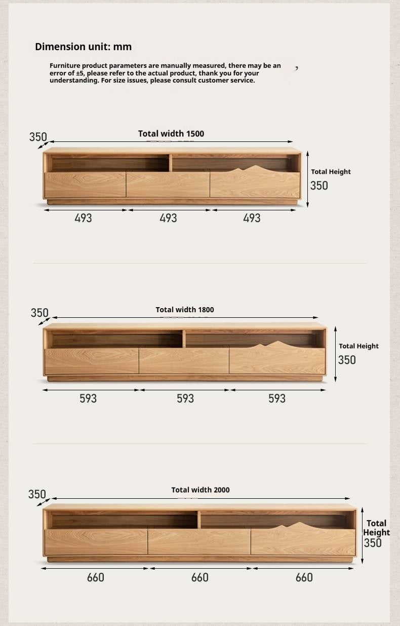 Ash Solid Wood Floor TV Storage Cabinet.