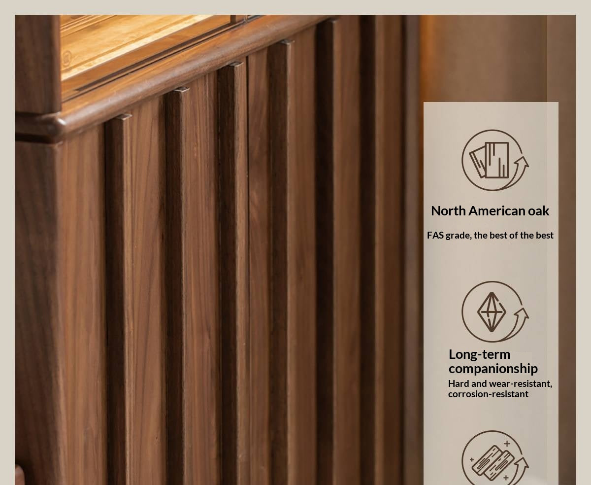 Black Walnut, Oak Solid Wood Side Cabinet with Modern Casual Display Design