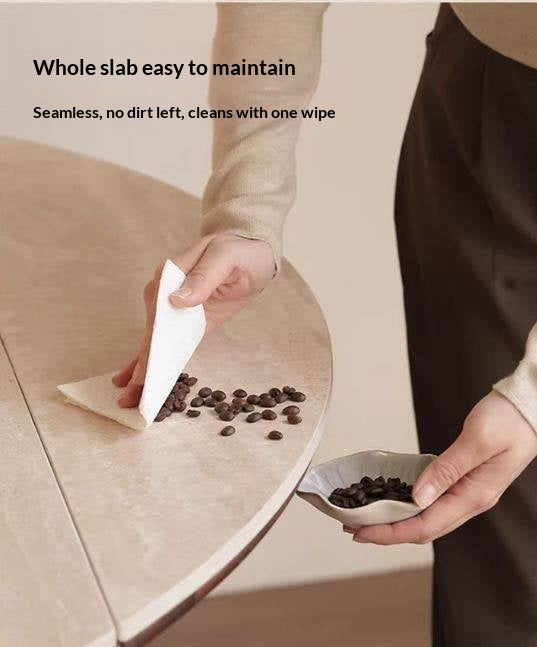 Black Walnut Solid Wood Folding Dining Table with Rock Plate Round Top