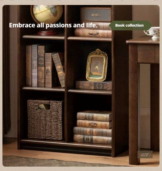 Poplar Solid Wood French Retro Side Cabinet
