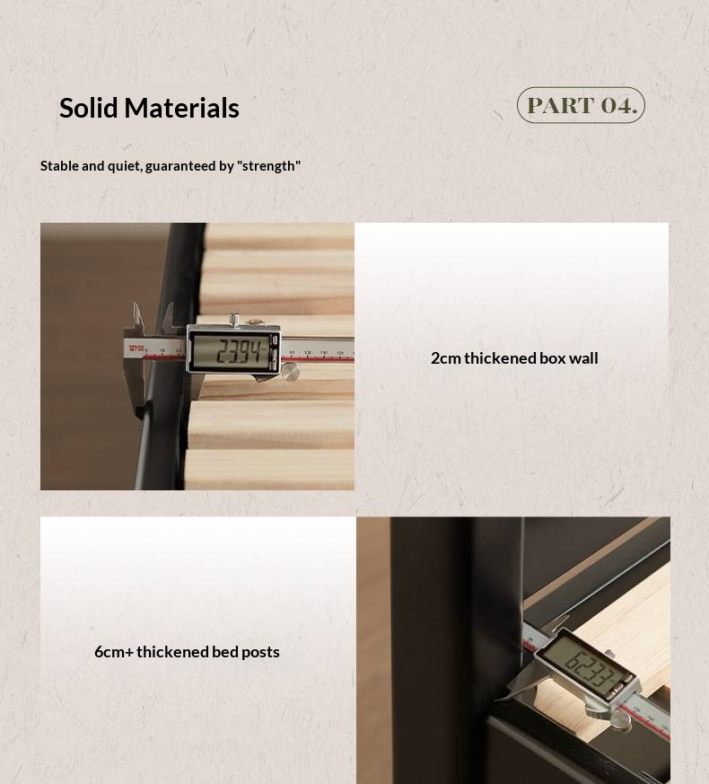 Rubberwood Solid Wood Bed American Retro Black Style