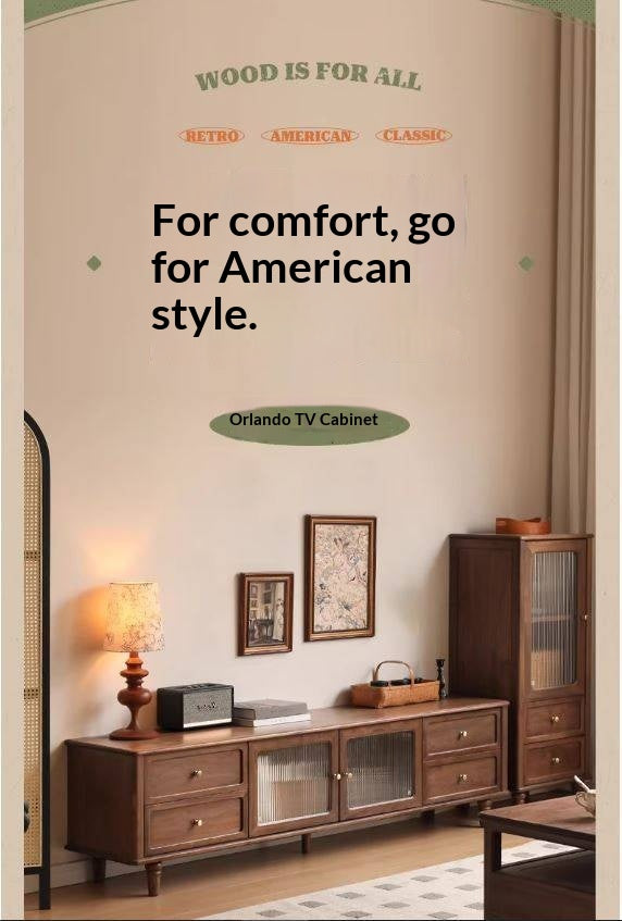 Black Walnut, Sandalwood Solid Wood American Retro Locker TV Cabinet.