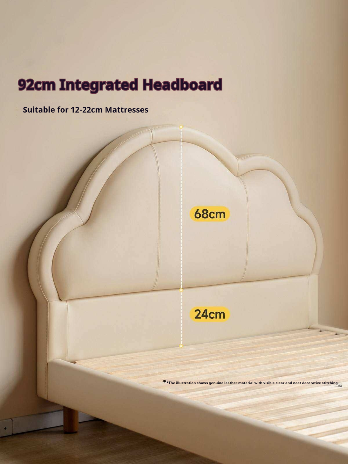 Organic Leather Boy’s Single Bed with Modern Soft Bag Design and Cloud Shape