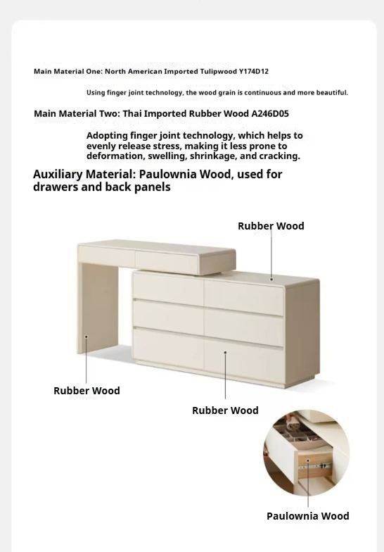 Tulipwood Solid Wood, Solid Rubberwood L-Shape Vanity Table.