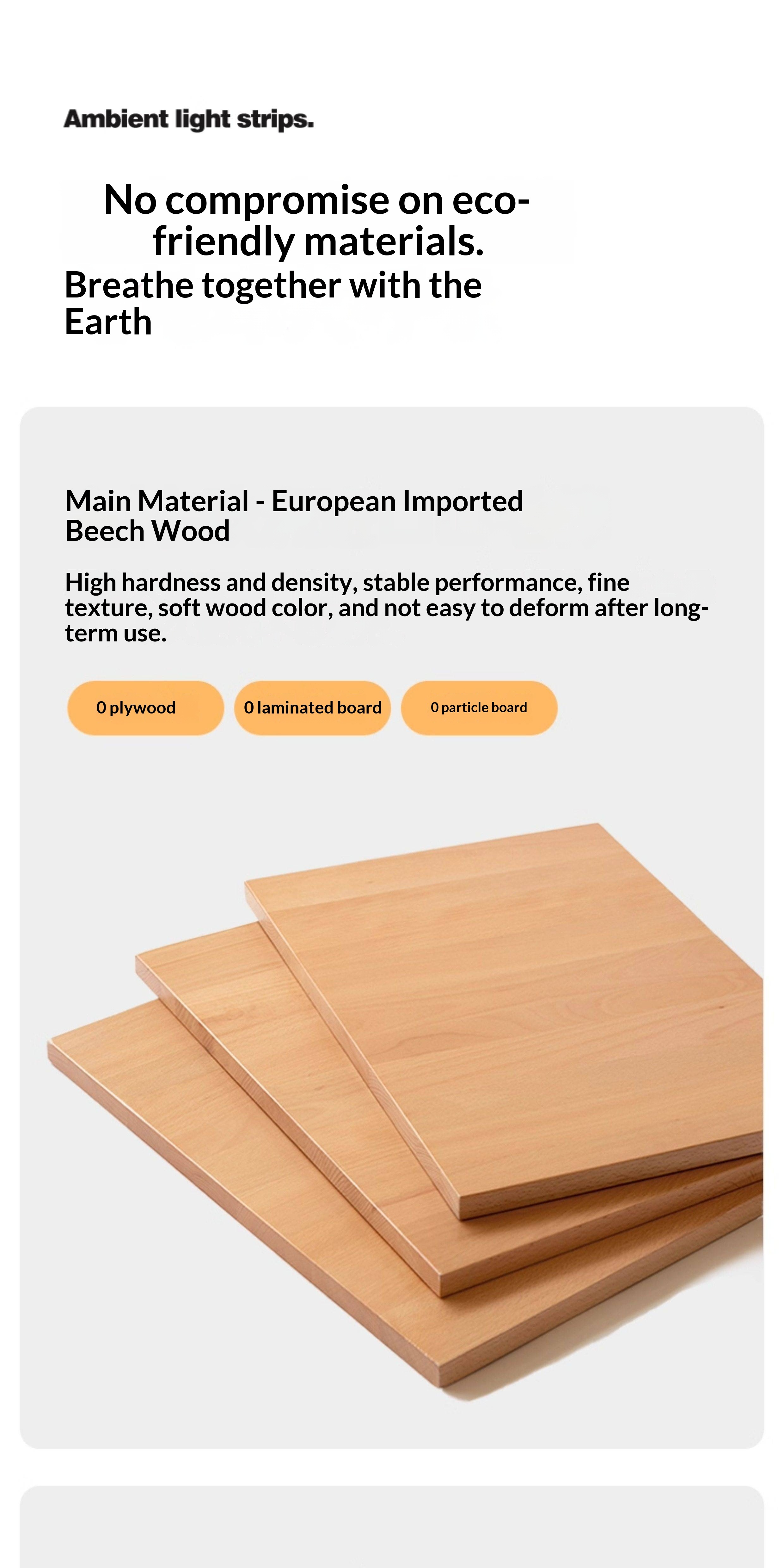 Beech Solid Wood Platform Bed, Headboard-Free Bed, Flush-Edge Floating Bed