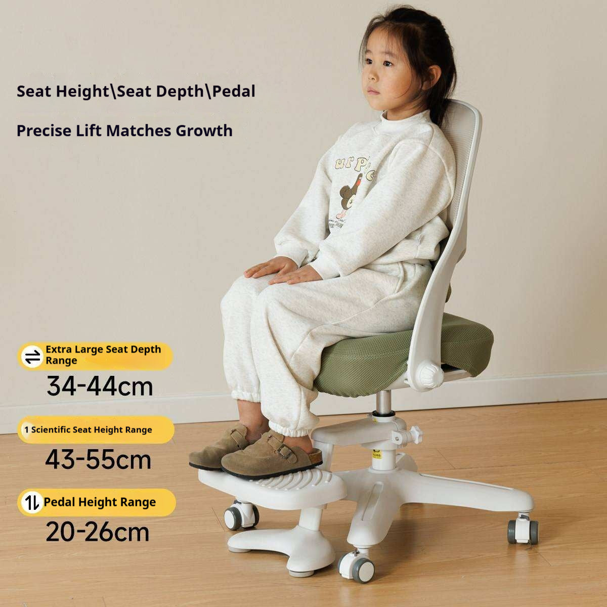 Kids Adjustable Swivel Study Chair with Footrest