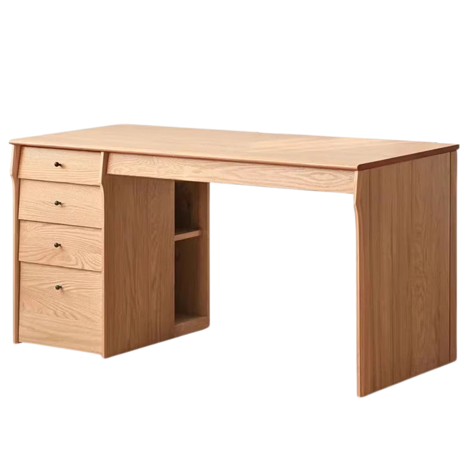 Oak, Cherry Solid Wood Desk Bookshelf Integrated Warm Light