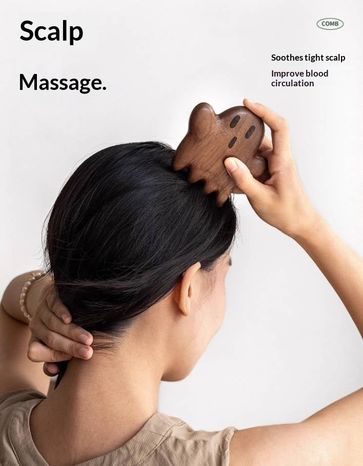 Black Walnut Solid Wood Modern Massage Comb