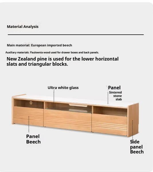 Beech Solid Wood Floor Rock Board TV Stand.